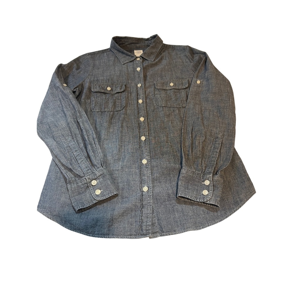 J.Crew The Perfect Shirt Women S Blue Chambray Button Down 32043 Classic A44all